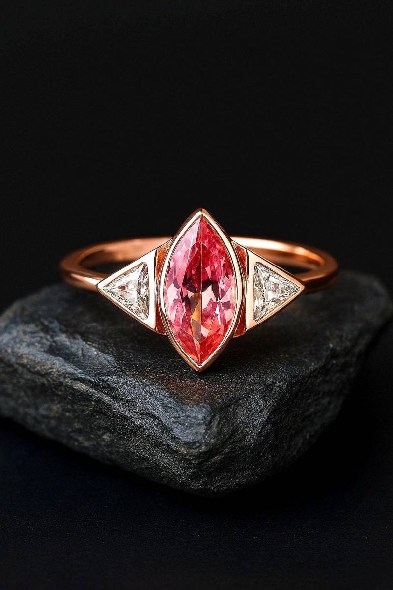 8K Solid Gold Cz Marquise Ring/Ehering Dreieck Versprechen Verlobungsring Handgemachter Rin Geschenk Für Sie von ohannescorlu