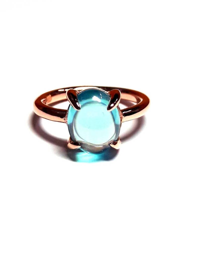 8K Solid Gold Zirkonia Aquamarin Ring-Gold Ring-Aquamarin-statement Ring-Rosegold Ring-Handgemachter Ring von ohannescorlu