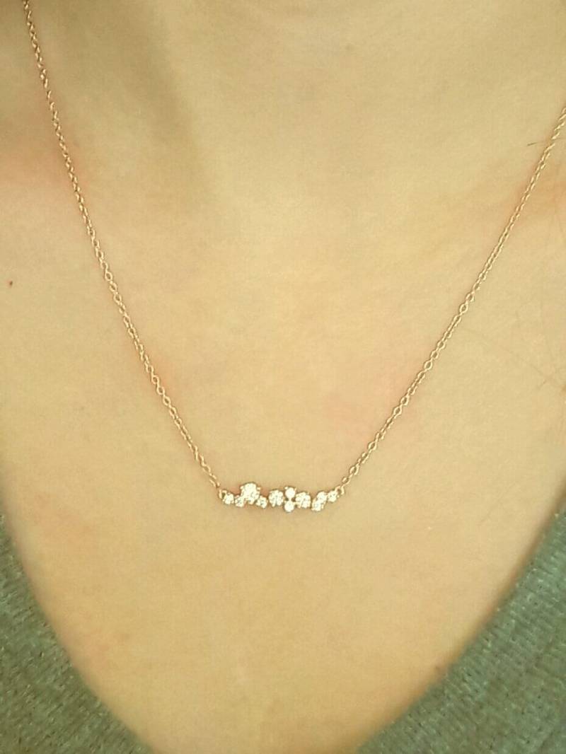 Handgefertigte Cluster-Halskette Aus 14-Karätigem Gold - Zierliche Gold-Halskette Diamant-Halskette von ohannescorlu