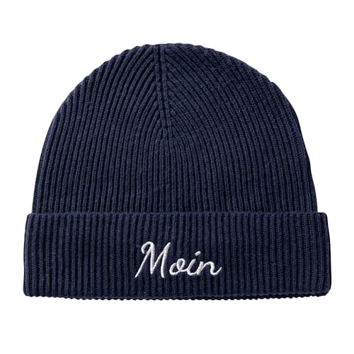personalisierte Baby Strickmütze aus Baumwolle & Merinowolle (Farbe & Größe wählbar) - Unisex Beanie für Übergang & Winter - Kinder Mütze individuell Bestickt für Familienlook von ohee manufaktur