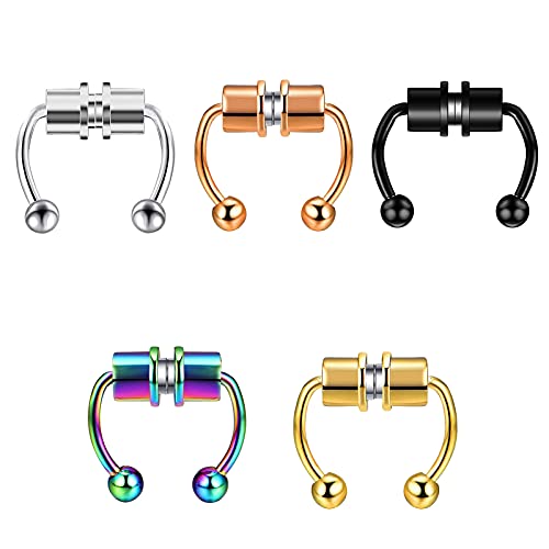 ohfruit 5 x Nasenring, Magnetischer Septum Nasenring Hufeisen Fake Nasenring Hoop Wiederverwendbare Nasenring Hoop Non-Piercing 316L Edelstahl für Erwachsene Mädchen Piercing Liebhaber, multi, ohfruit 5 x Nasenring, Magnetischer Septum Nasenring Hufeisen Fake Nasenring Hoop Wiederverwendbare Nasenring Hoop Non-Piercing 316L Edelstahl für Erwachsene Mädchen Piercing Liebhaber, multi, von ohfruit