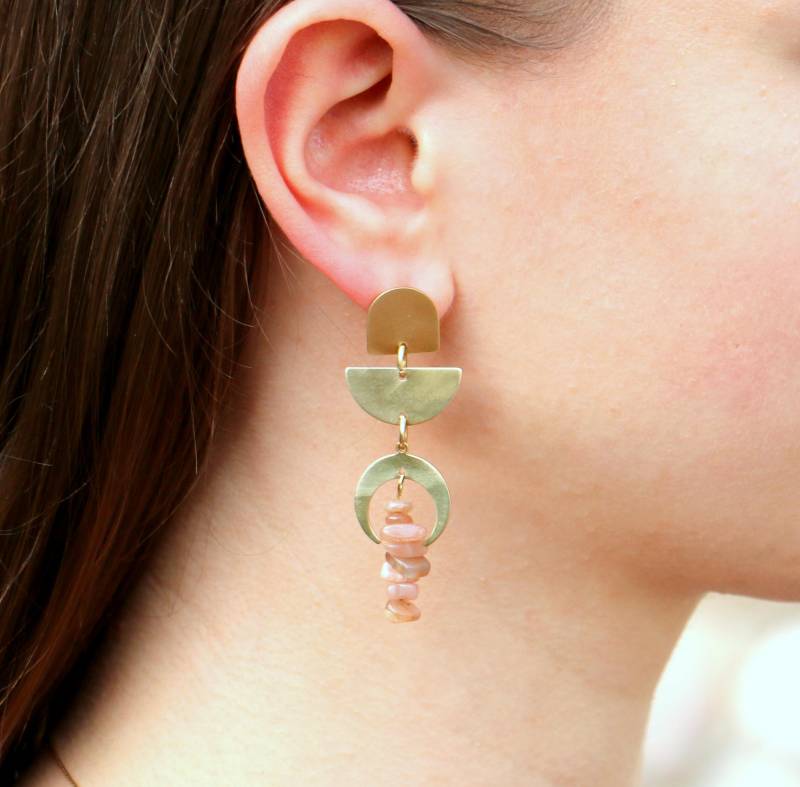 Abstrakte Statement Ohrringe Mit Sonnenstein von ohfunky