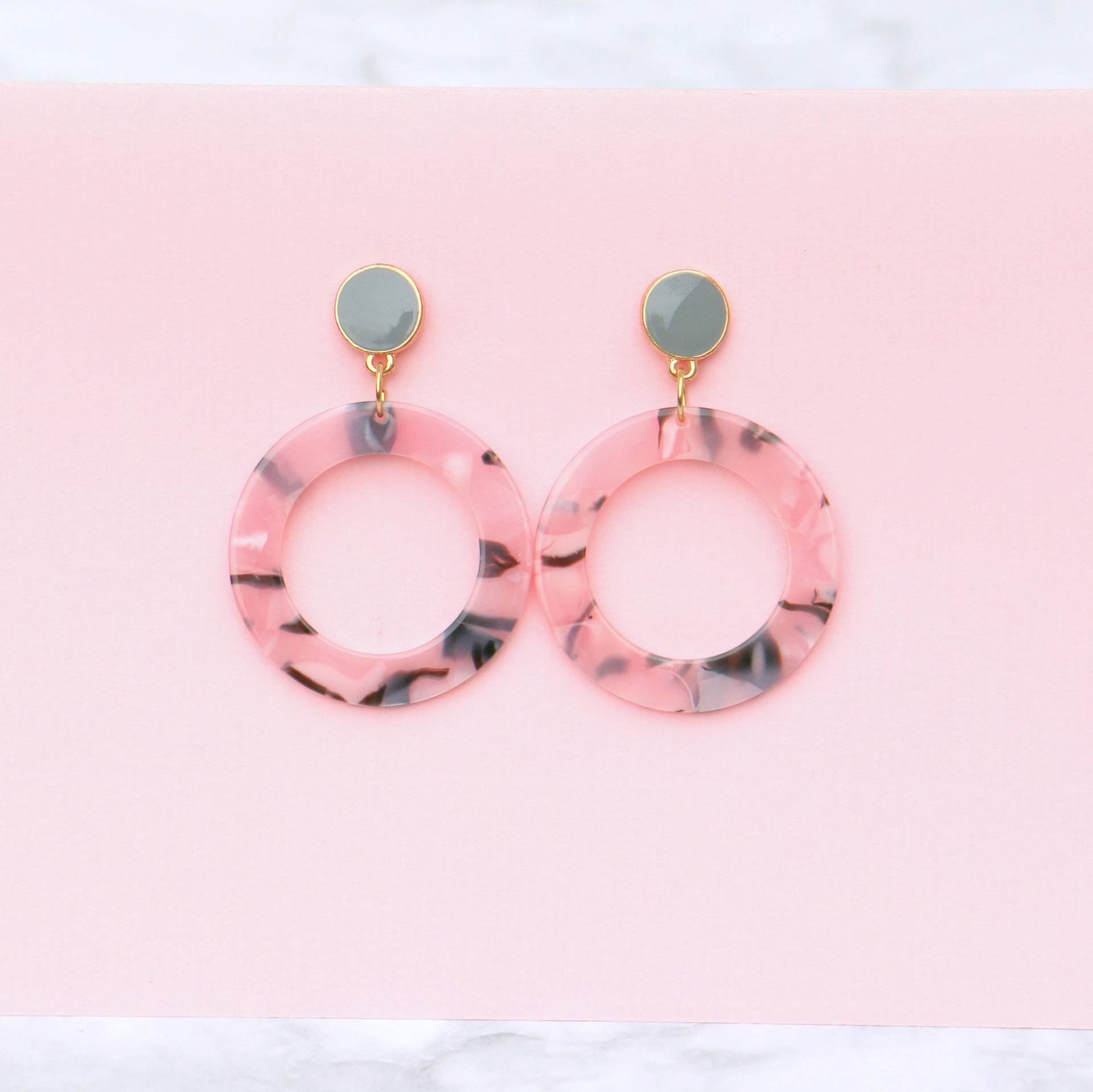 Acetat Ohrringe Rosa Grau von ohfunky