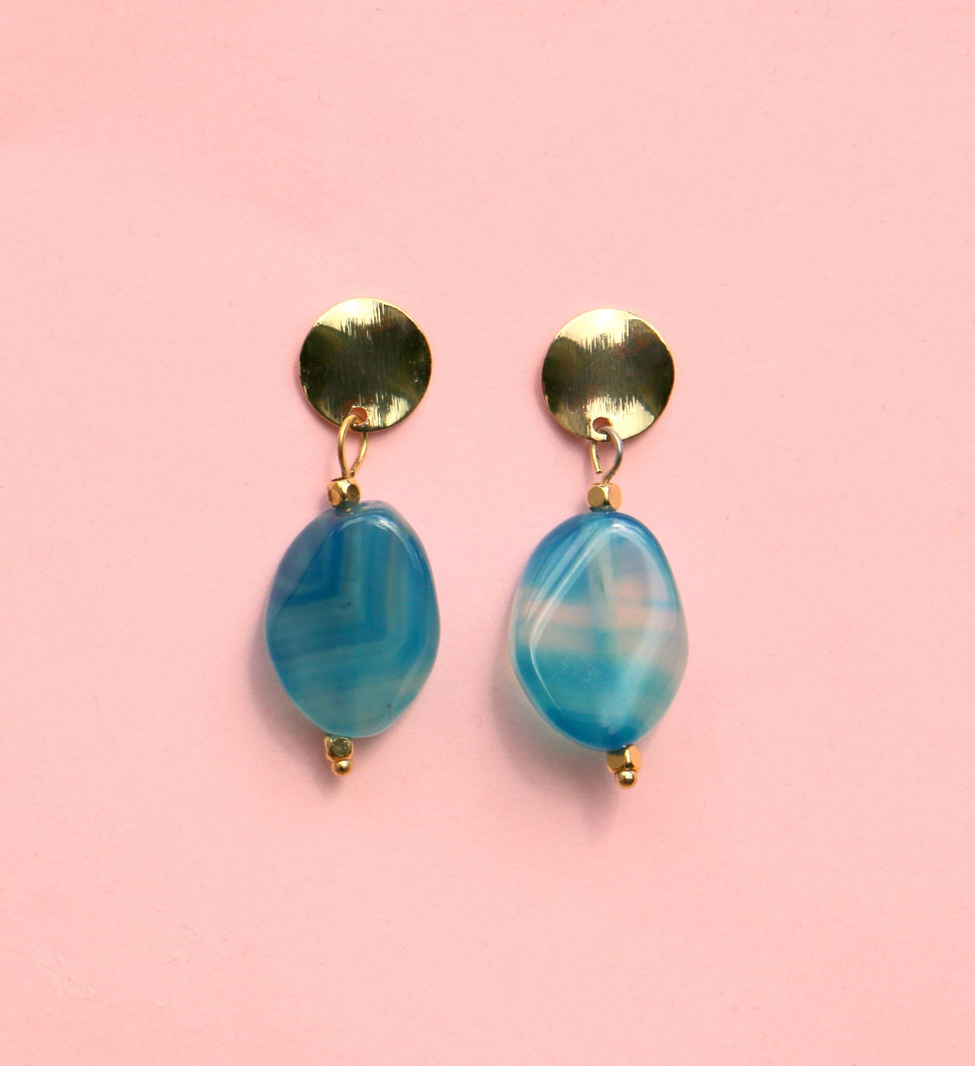 Achat Edelstein Ohrringe Ozean Blau von ohfunky