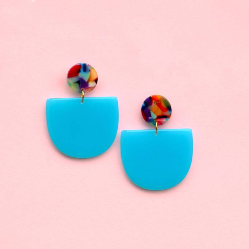 Acryl Statement Ohrringe Karibikblau von ohfunky