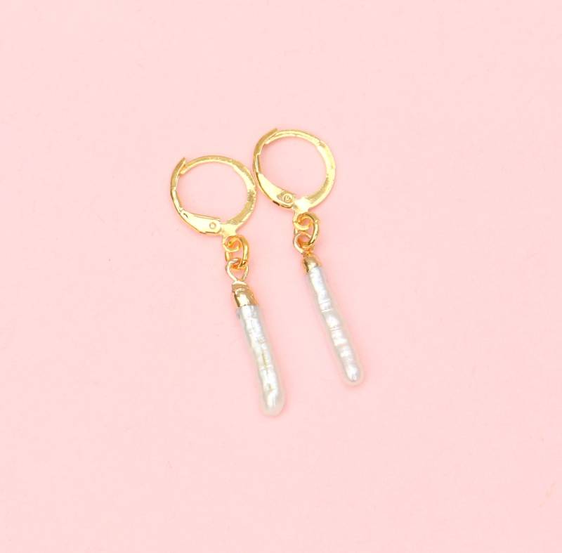 Barocke Keshi Süßwasserperlen Hängeohrringe von ohfunky