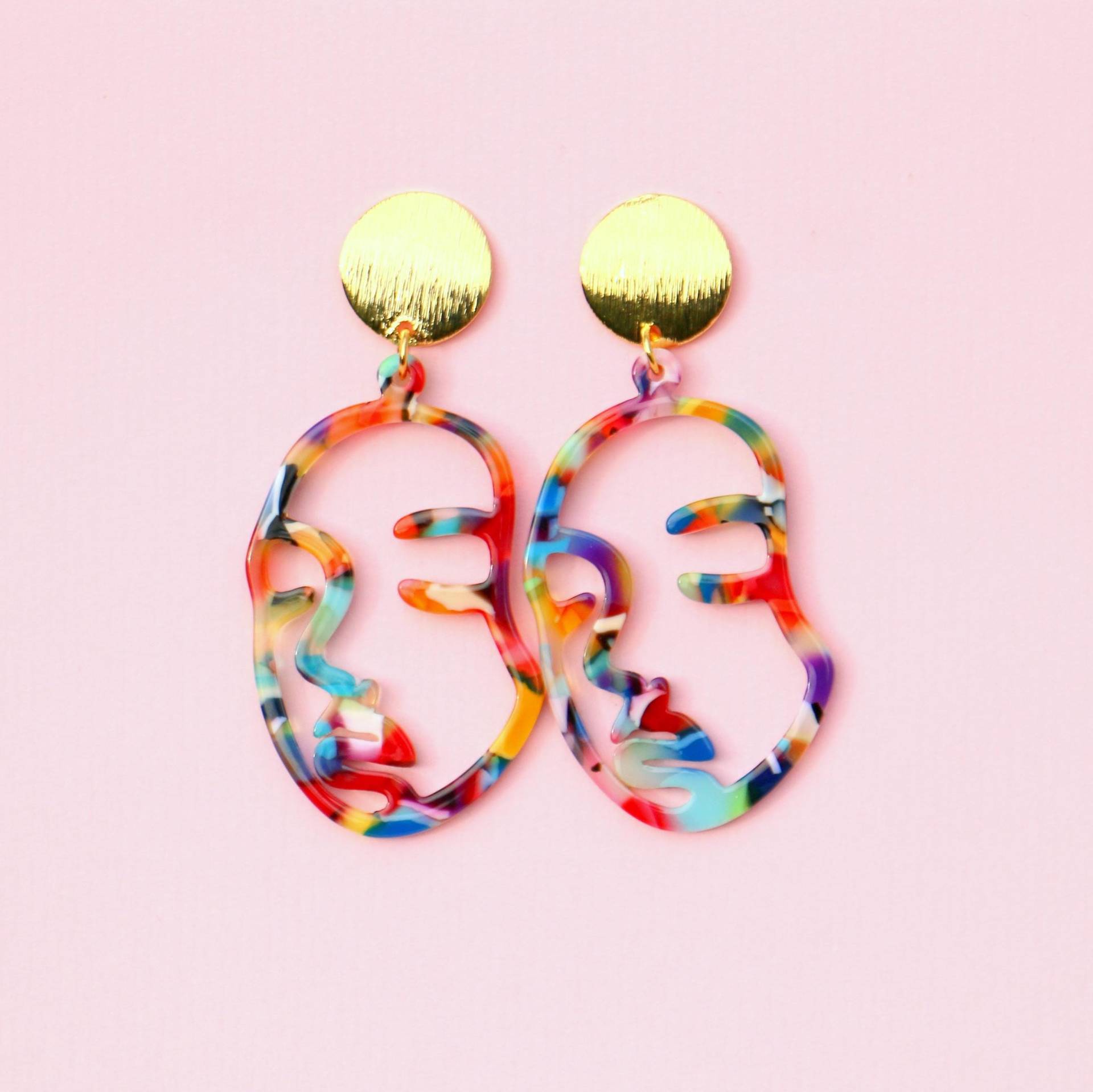 Bunte Gesicht Ohrringe, Statement Ohrringe von ohfunky