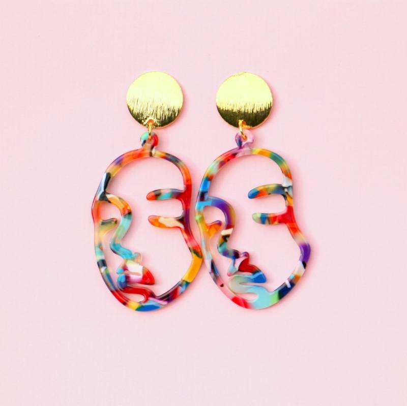 Bunte Gesicht Ohrringe, Statement Ohrringe von ohfunky