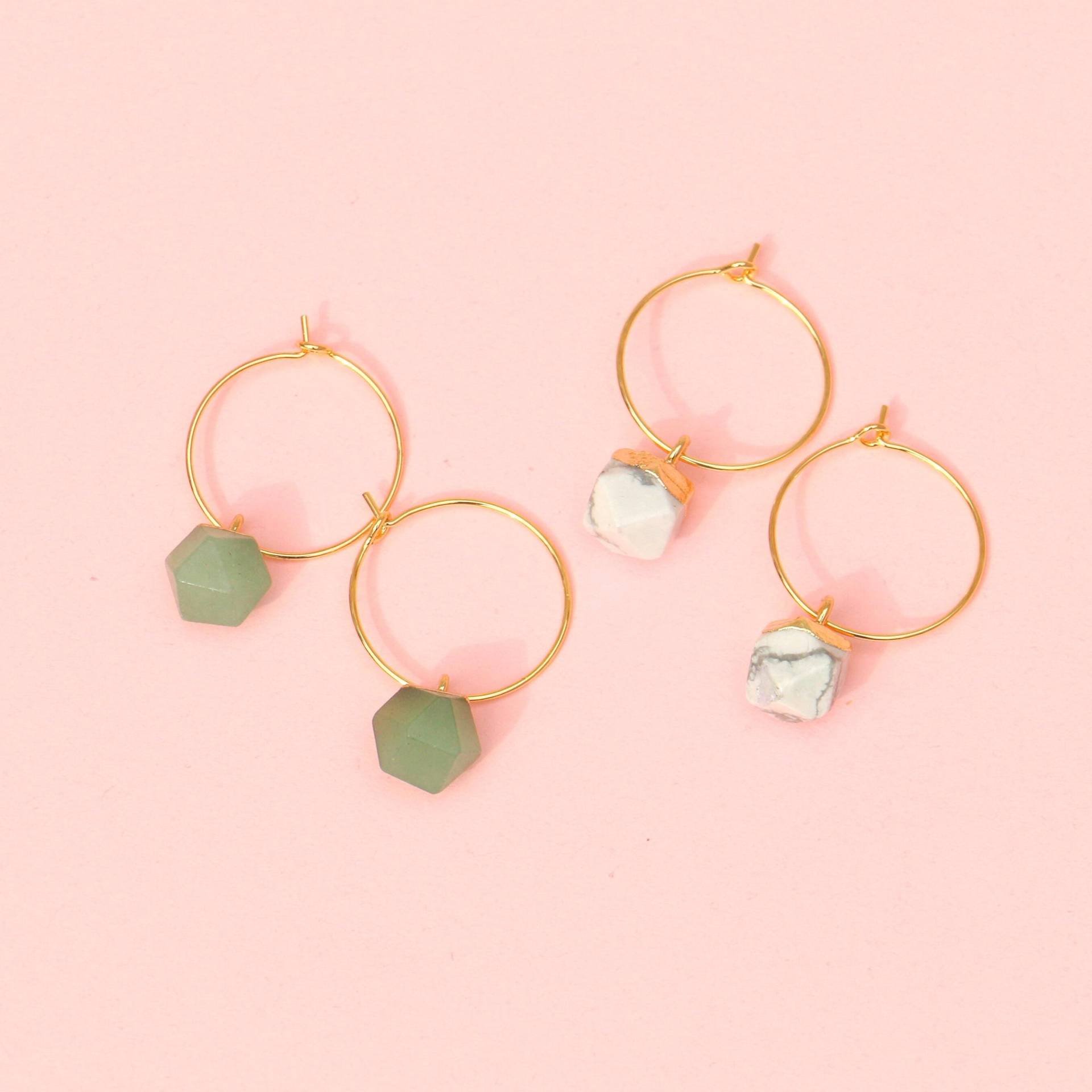 Creolen Gold Mit Anhänger Naturstein von ohfunky