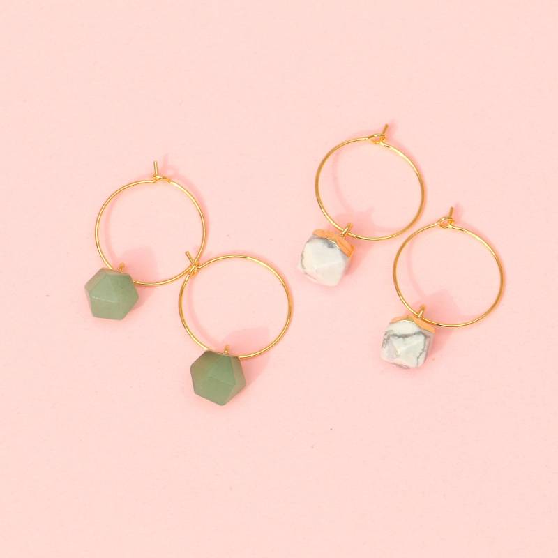 Creolen Gold Mit Anhänger Naturstein von ohfunky