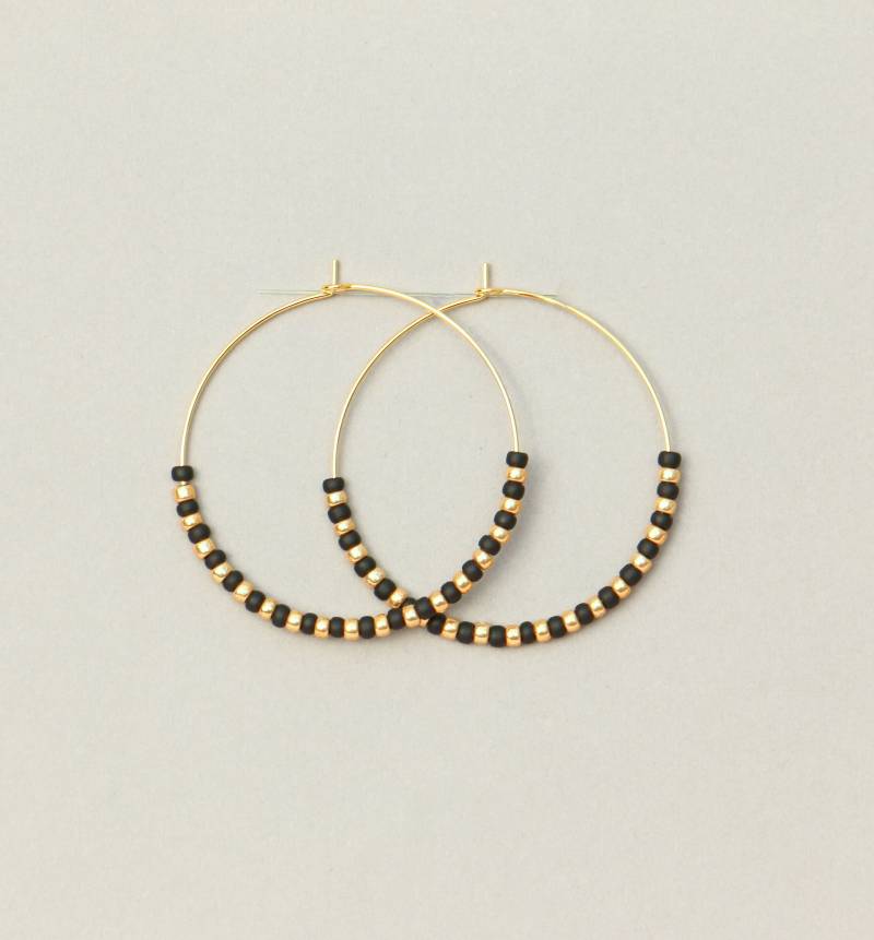 Creolen Gold Schwarz Mit Perlen von ohfunky