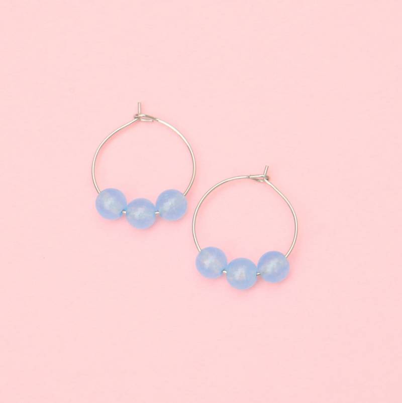 Creolen Mit Blauen Jade Perlen von ohfunky