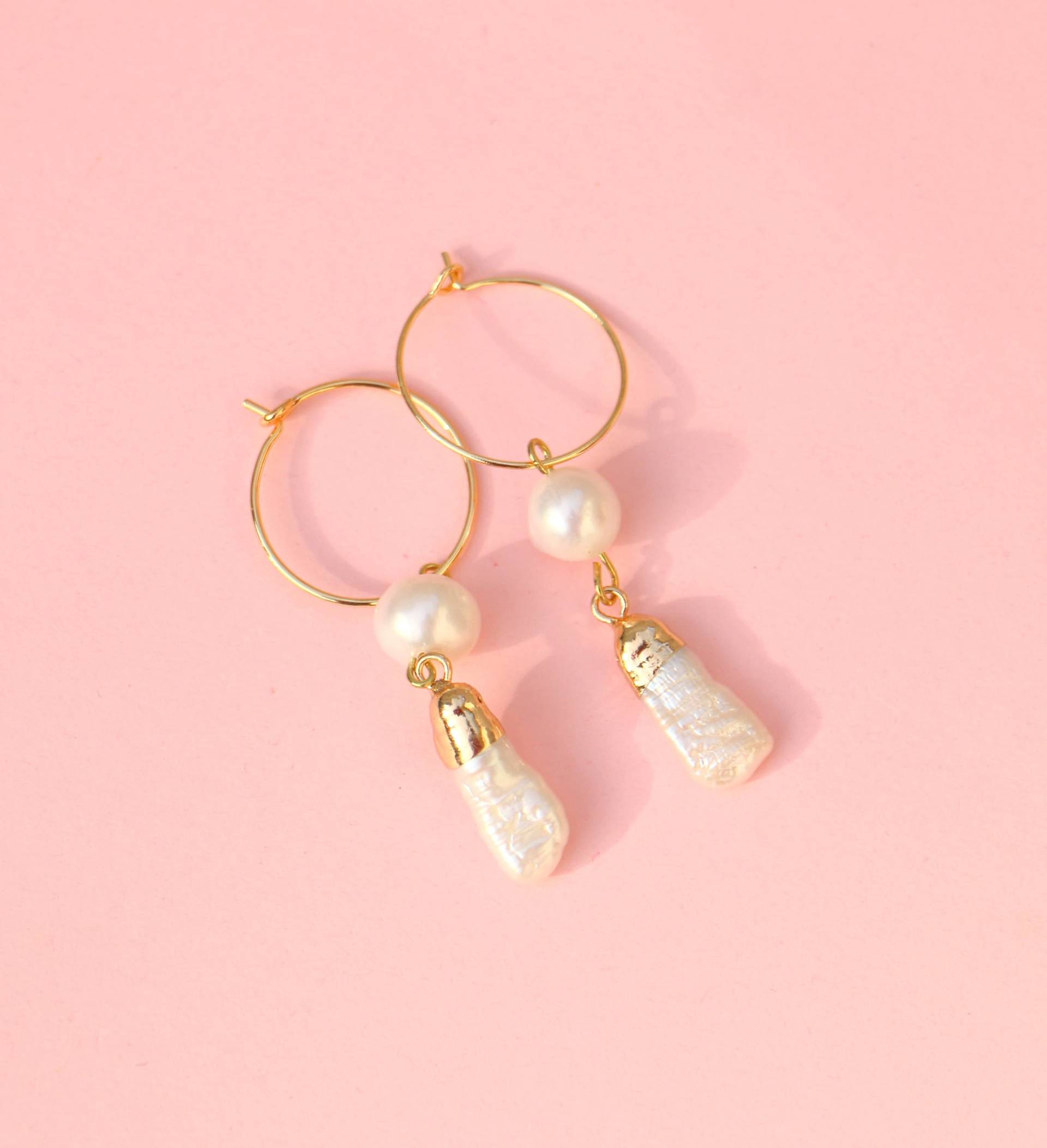 Creolen Mit Keshi Süßwasserperlen Anhänger von ohfunky