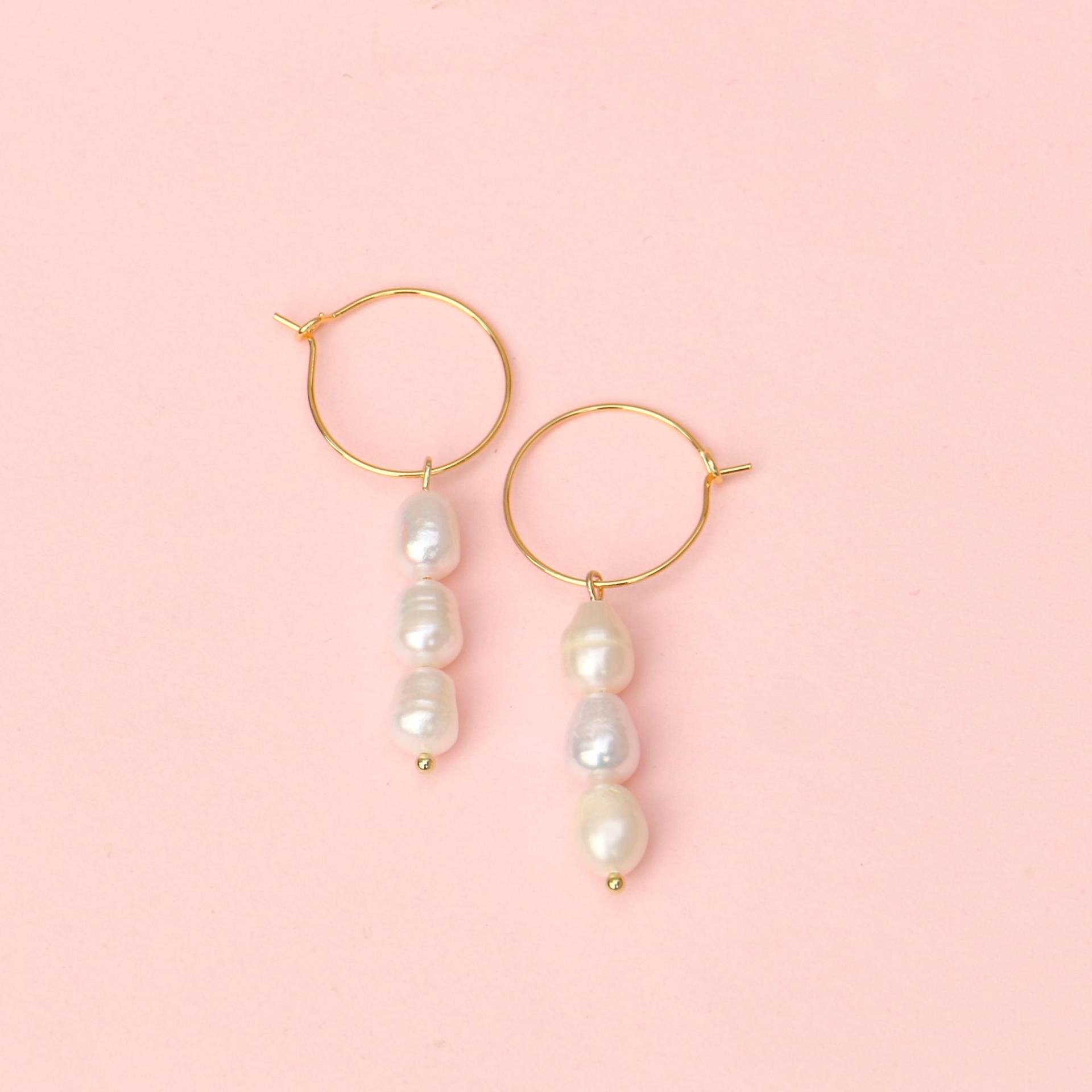 Elegante Perlenohrringe Pearl Drop, Reifenohrringe Mit Süßwasserperlen von ohfunky