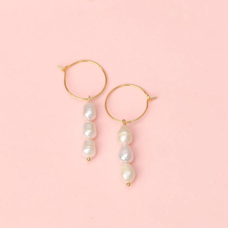 Elegante Perlenohrringe Pearl Drop, Reifenohrringe Mit Süßwasserperlen von ohfunky