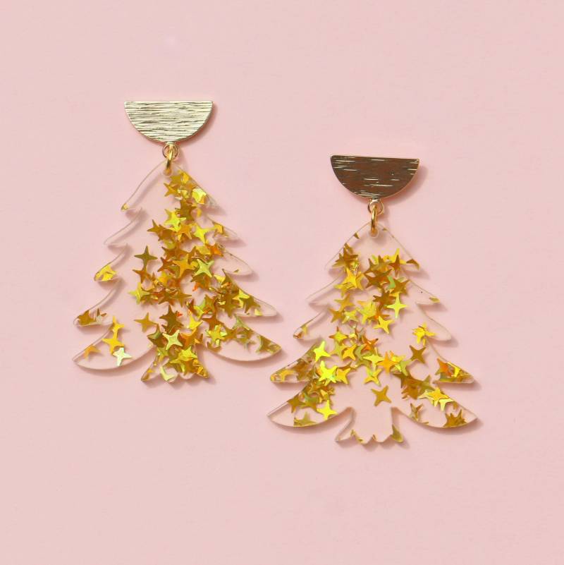 Funkelnde Tannenbaum Ohrringe Gold von ohfunky
