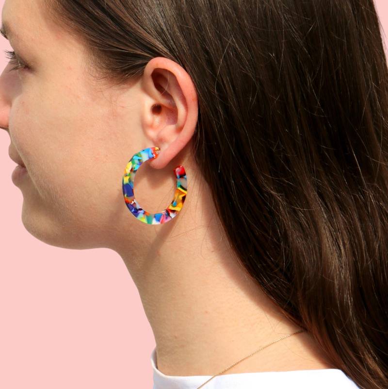 Große Bunte Acetat Creolen von ohfunky