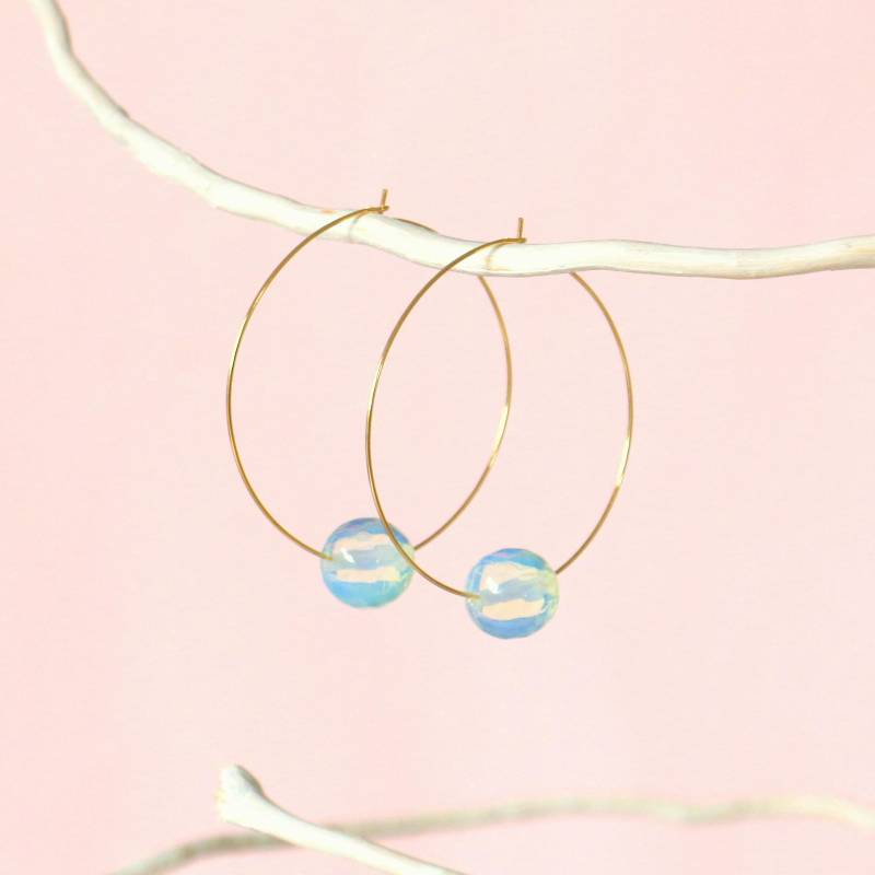 Große Creolen Gold Mit Großer Opal Perle von ohfunky