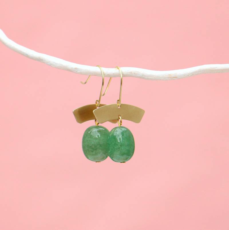 Grüne Aventurin Edelstein Hängeohrringe von ohfunky