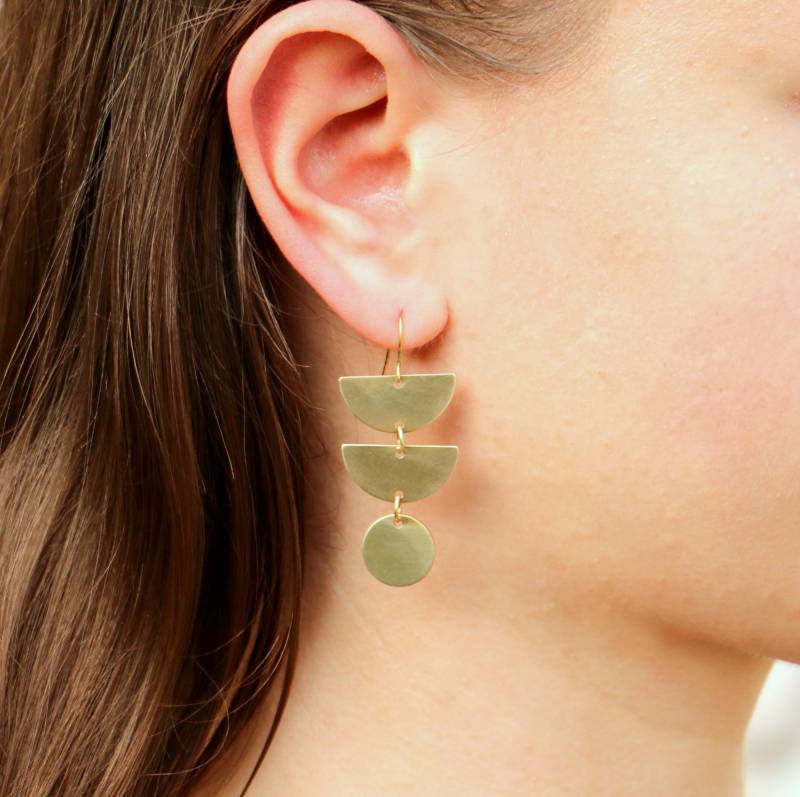 Hängende Messing Ohrringe Geometrisch von ohfunky