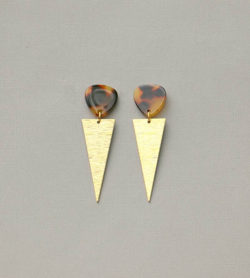 Hängende Ohrringe Aus Messing Dreieck Geometrisch von ohfunky