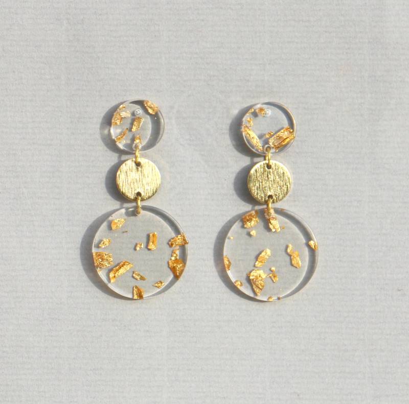 Hängende Ohrringe Gold Flake Aus Acryl Und Messing von ohfunky