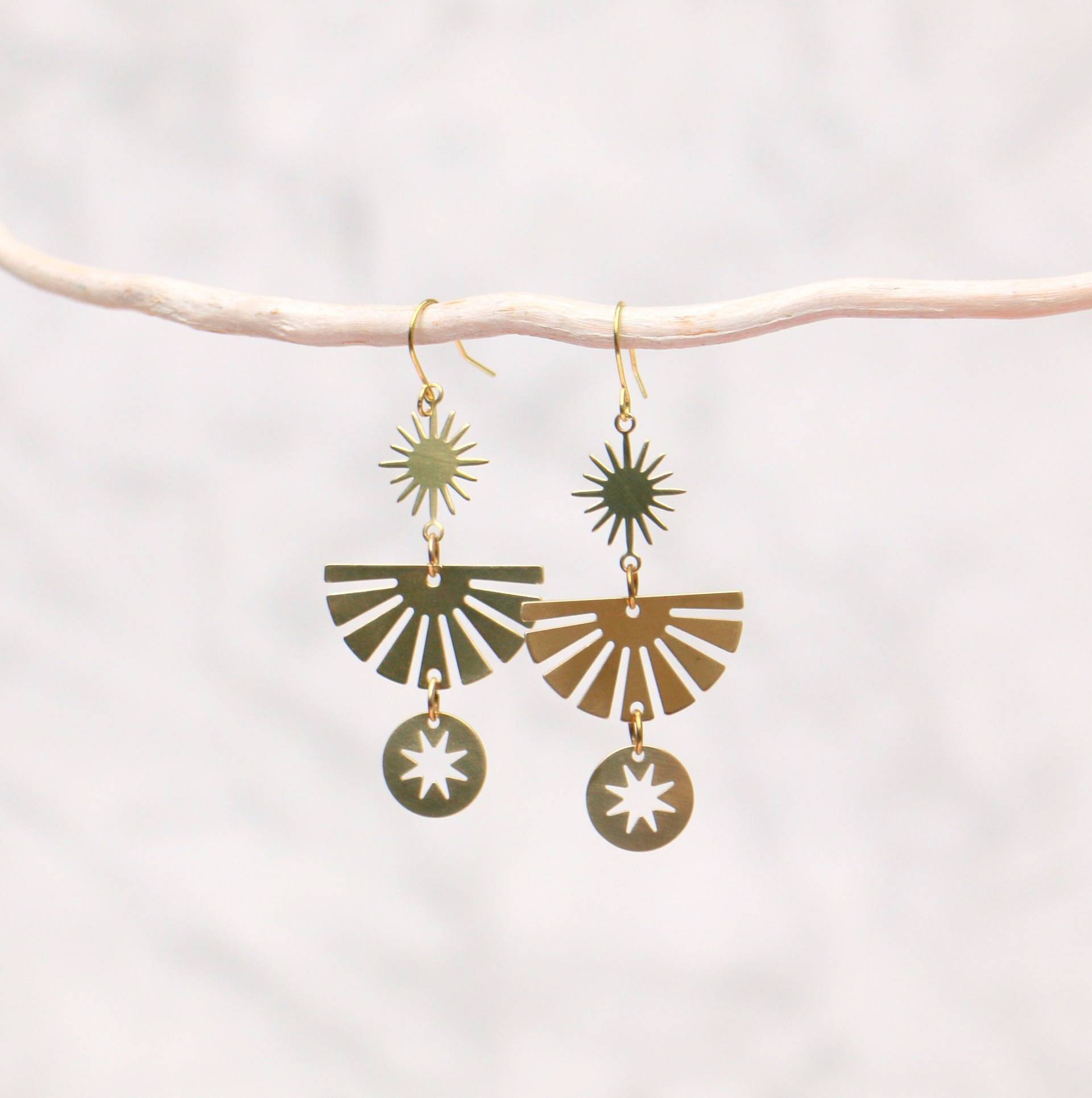 Hängende Sonnen Ohrringe Aus Messing von ohfunky