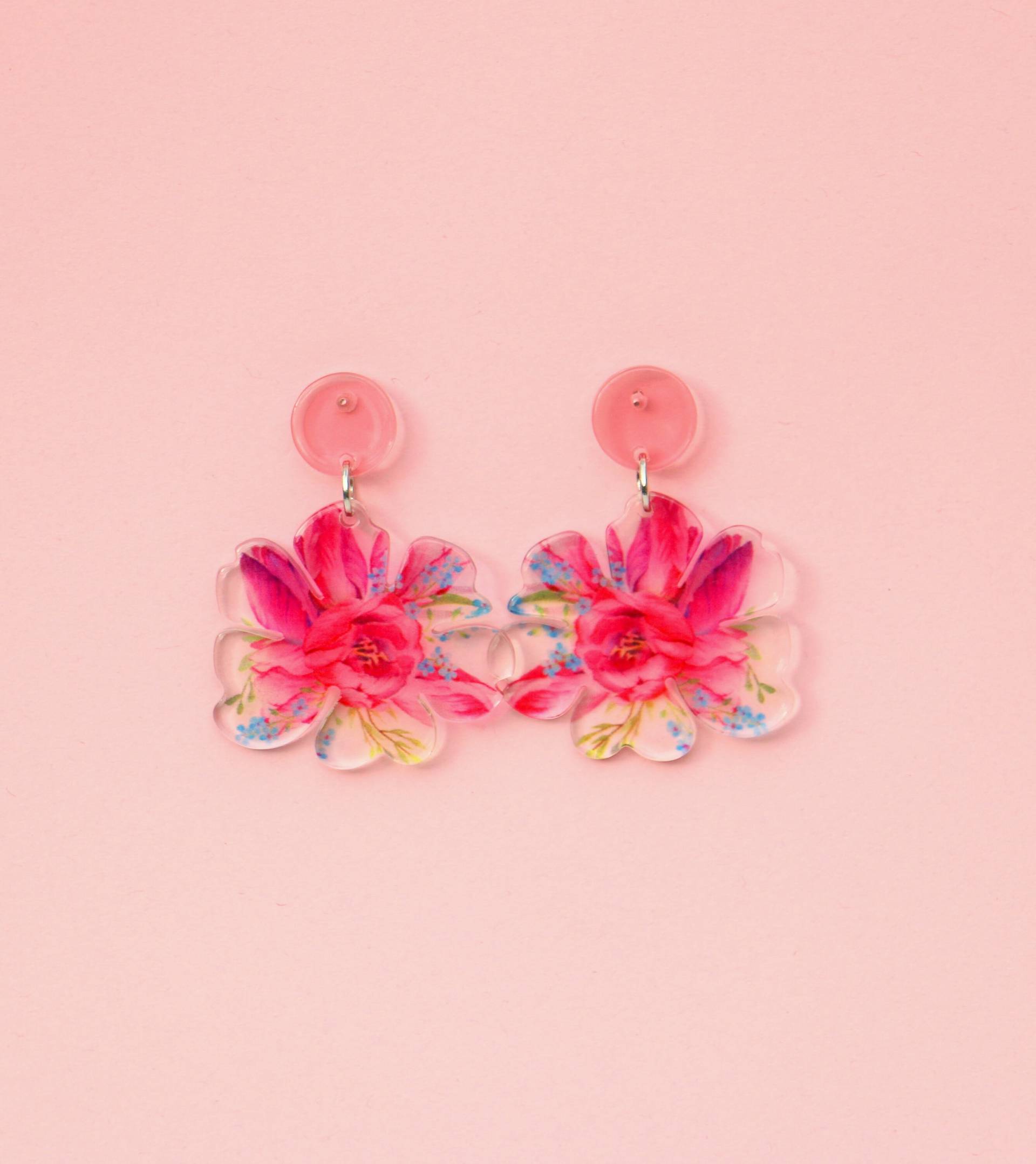 Hibiskus Blumen Ohrringe Aus Acryl, Hängeohrringe Blüten von ohfunky