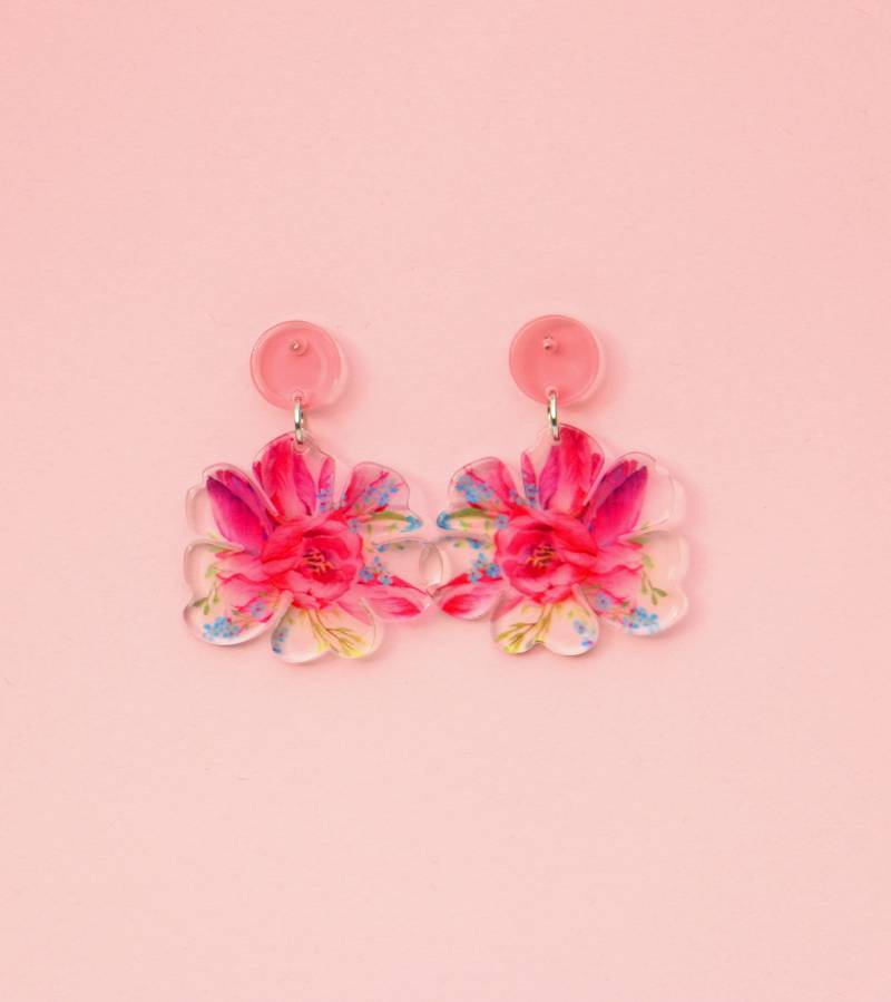 Hibiskus Blumen Ohrringe Aus Acryl, Hängeohrringe Blüten von ohfunky