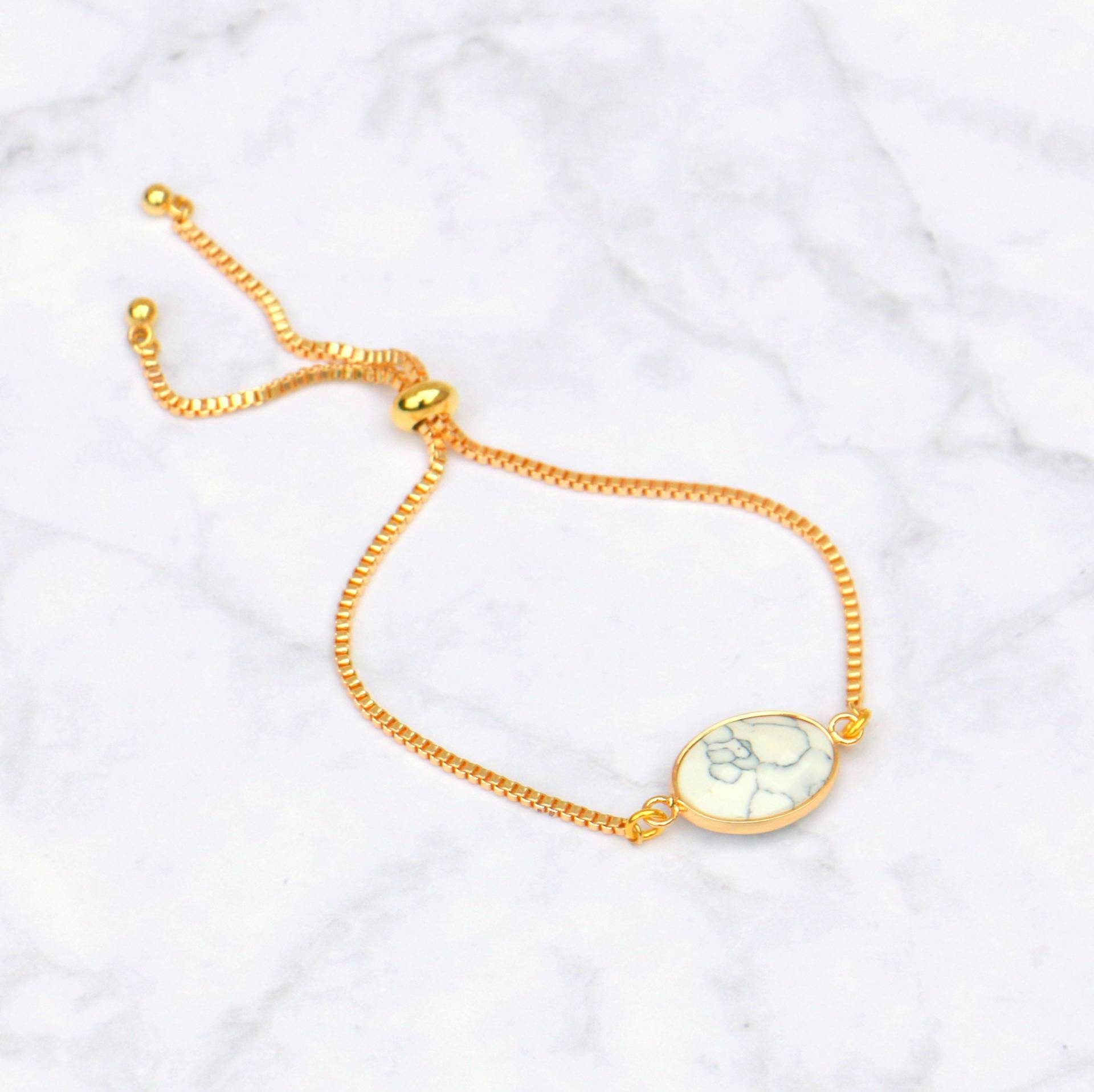 Howlith Edelstein Armband Gold von ohfunky