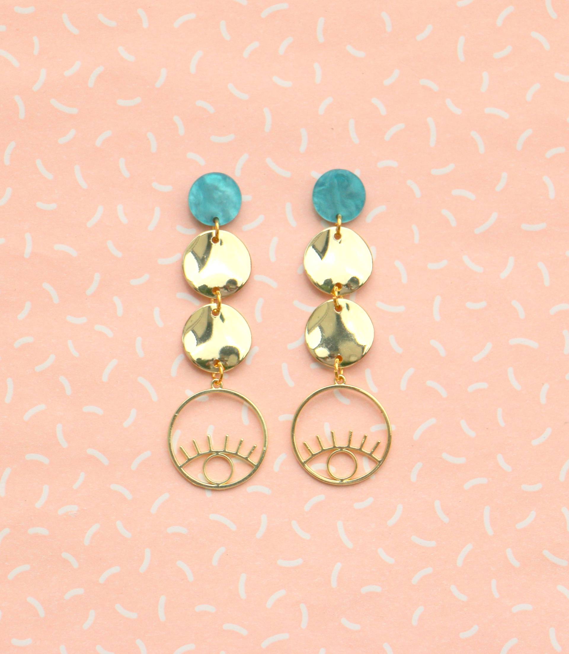 Lange Baumelnde Statement Ohrringe Gold von ohfunky