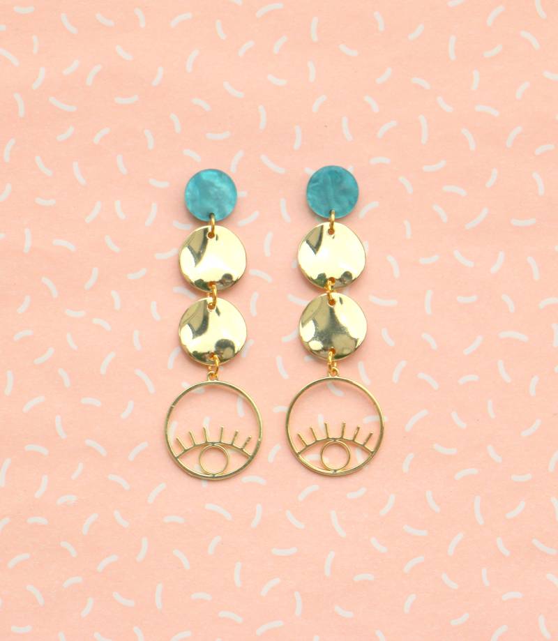 Lange Baumelnde Statement Ohrringe Gold von ohfunky