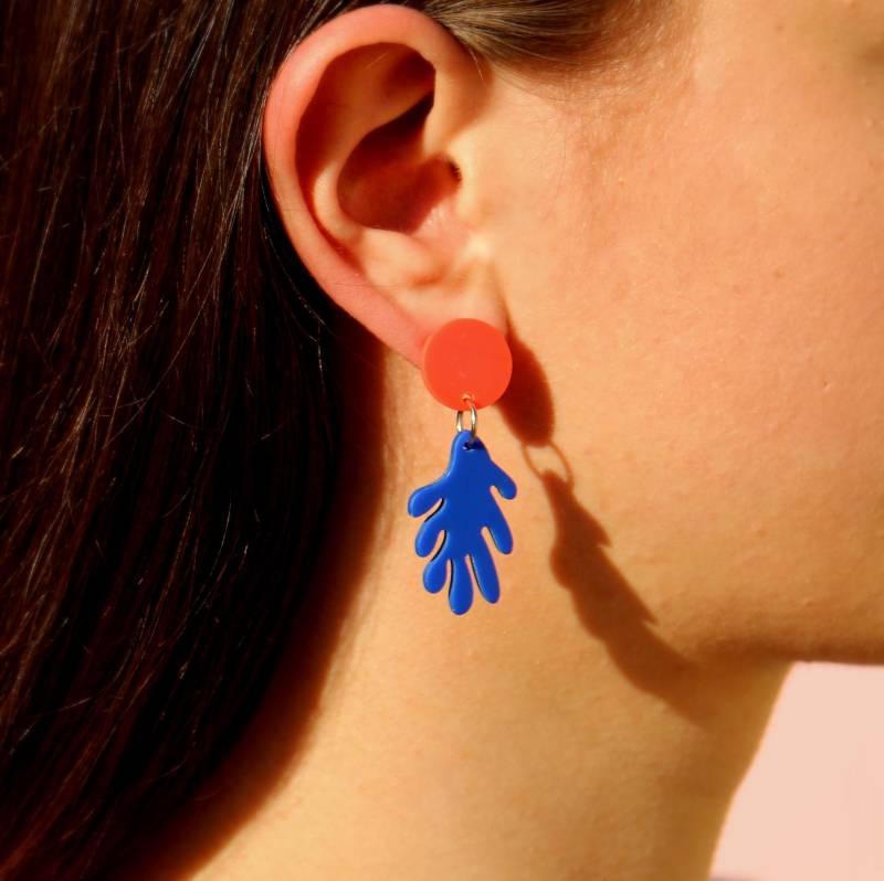 Matisse Ohrringe Blattform Blau von ohfunky