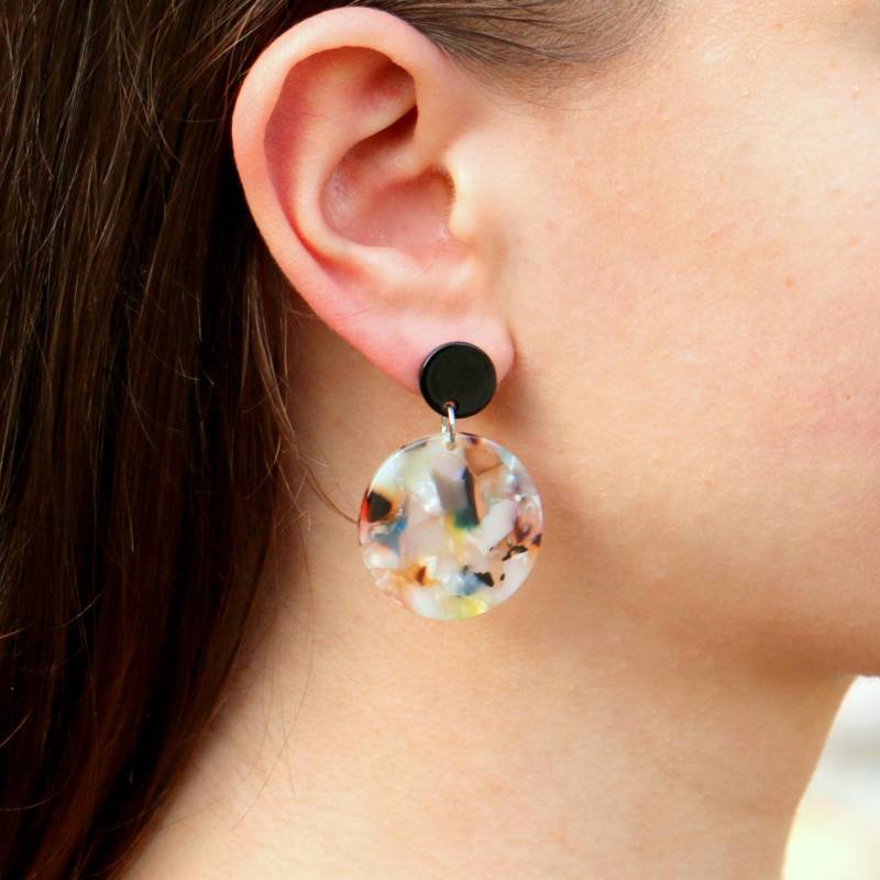 Mehrfarbige Kreis Ohrringe Aus Cellulose Acetat von ohfunky