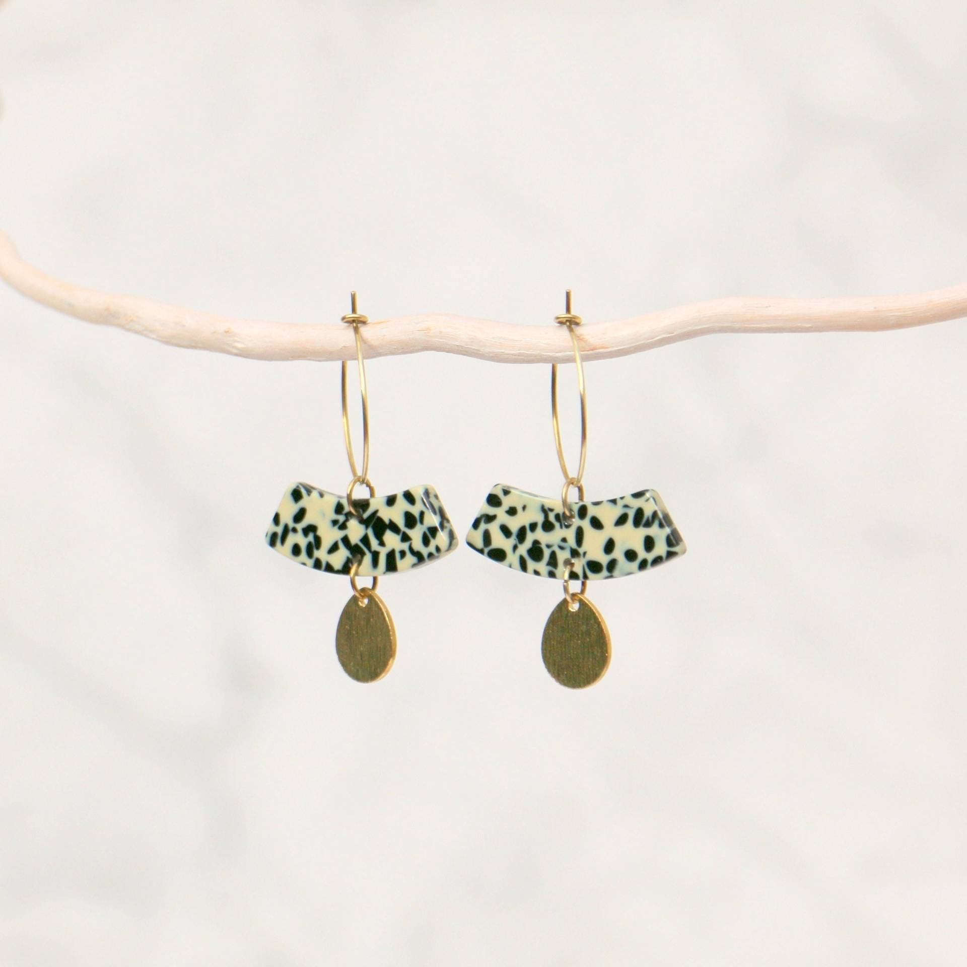 Moderne Art Déco Ohrringe Aus Messing Und Acetat von ohfunky