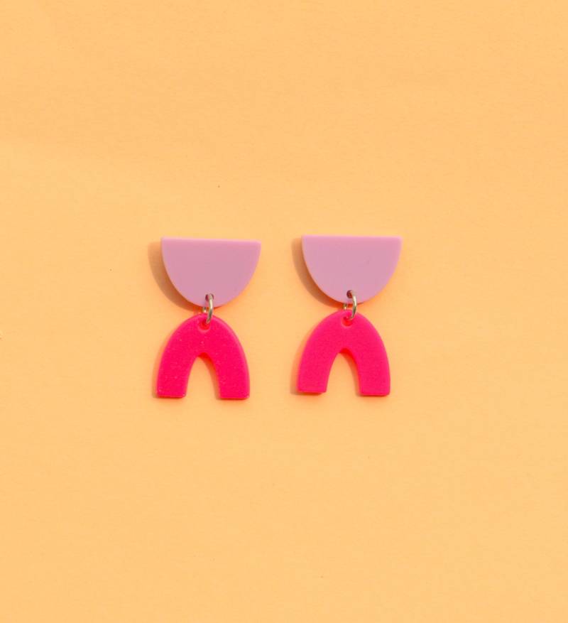 Ohrringe Neon Pink Lavendel von ohfunky