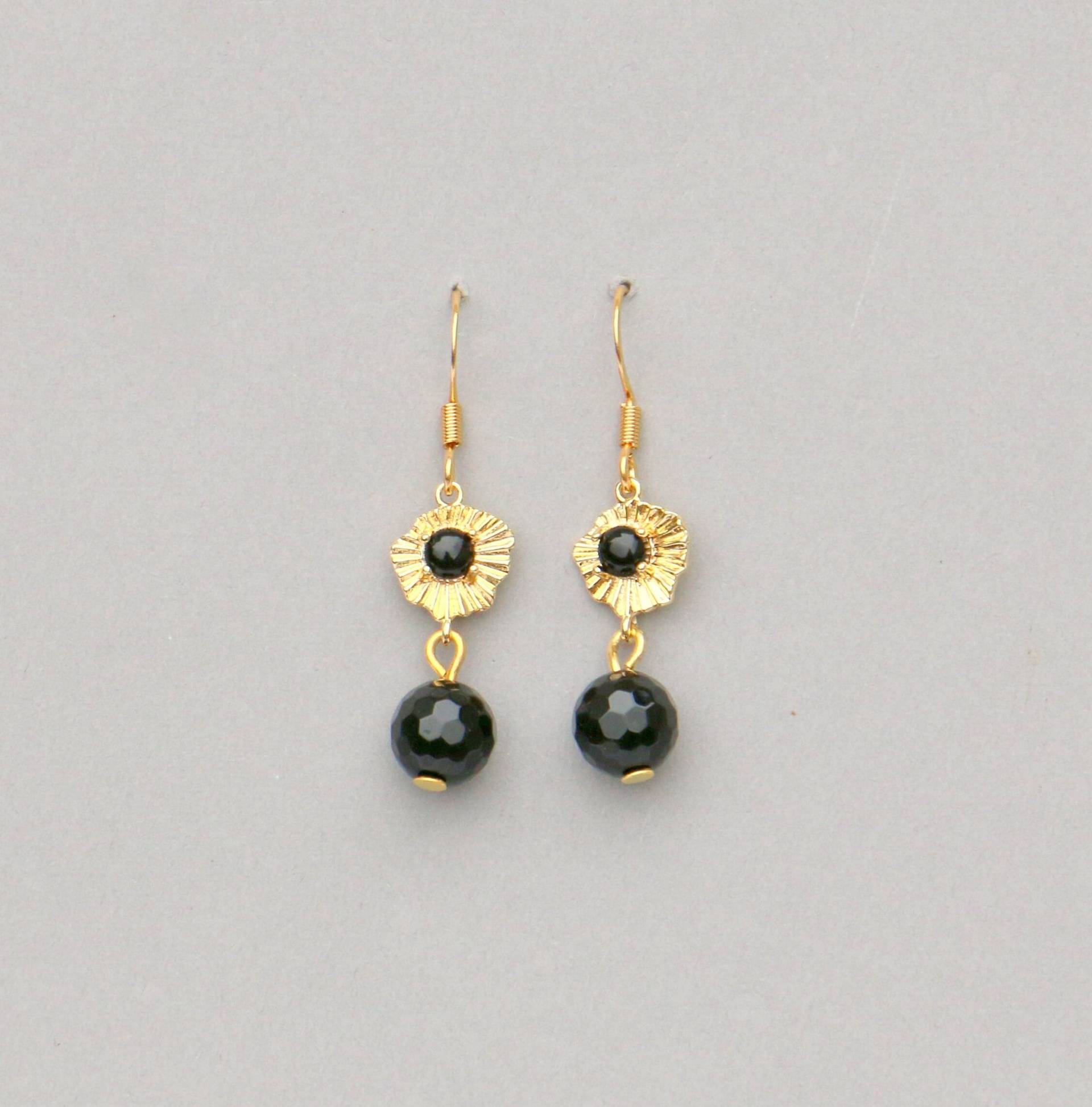 Ohrringe Schwarz Gold Sonne Onxy von ohfunky