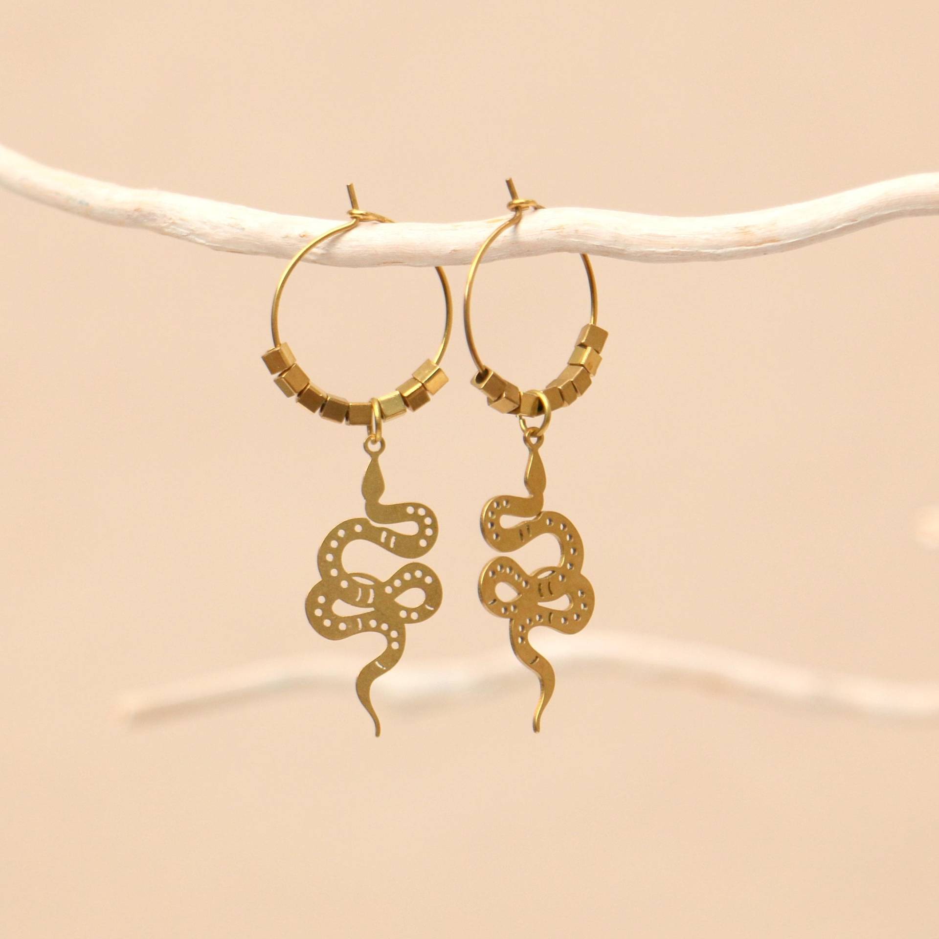 Schlangen Ohrringe Hängend Aus Messing von ohfunky