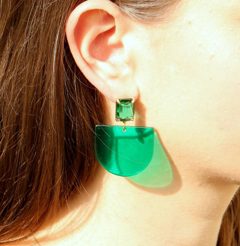 Smaragdgrüne Statement Ohrringe von ohfunky