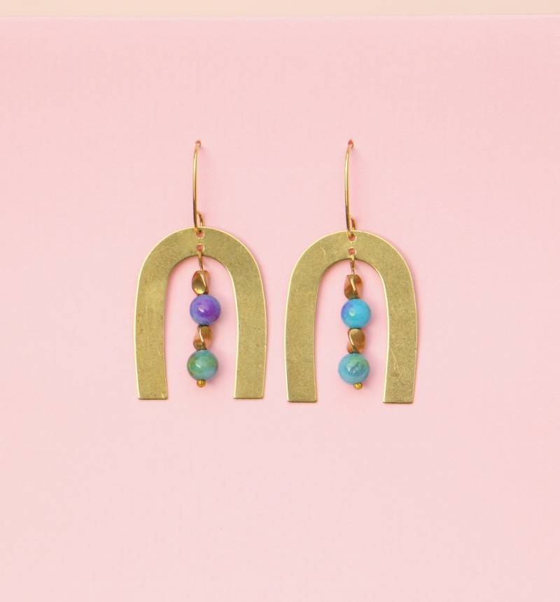 statement Ohrringe Aus Messing Mit Jade Perlen von ohfunky