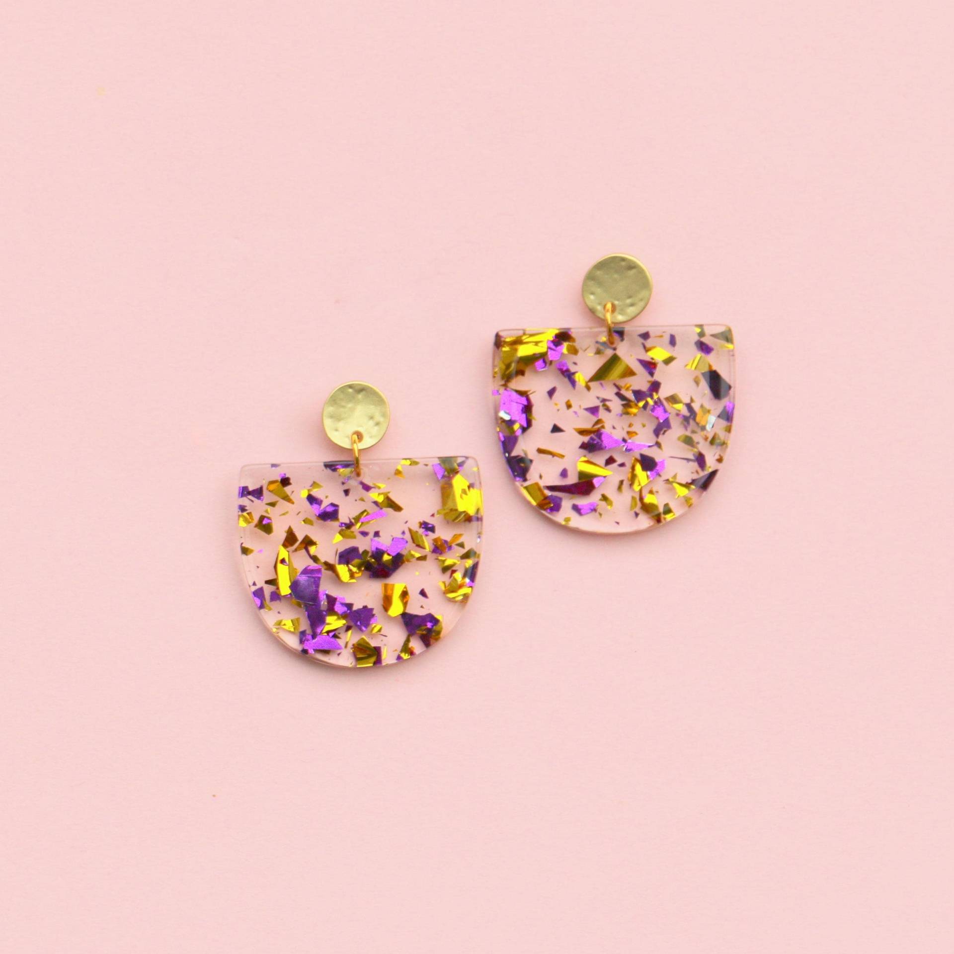 statement Ohrringe Konfetti Glitzer Aus Acryl von ohfunky