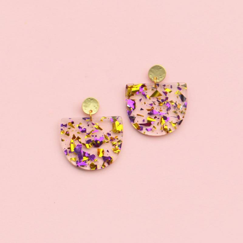 statement Ohrringe Konfetti Glitzer Aus Acryl von ohfunky