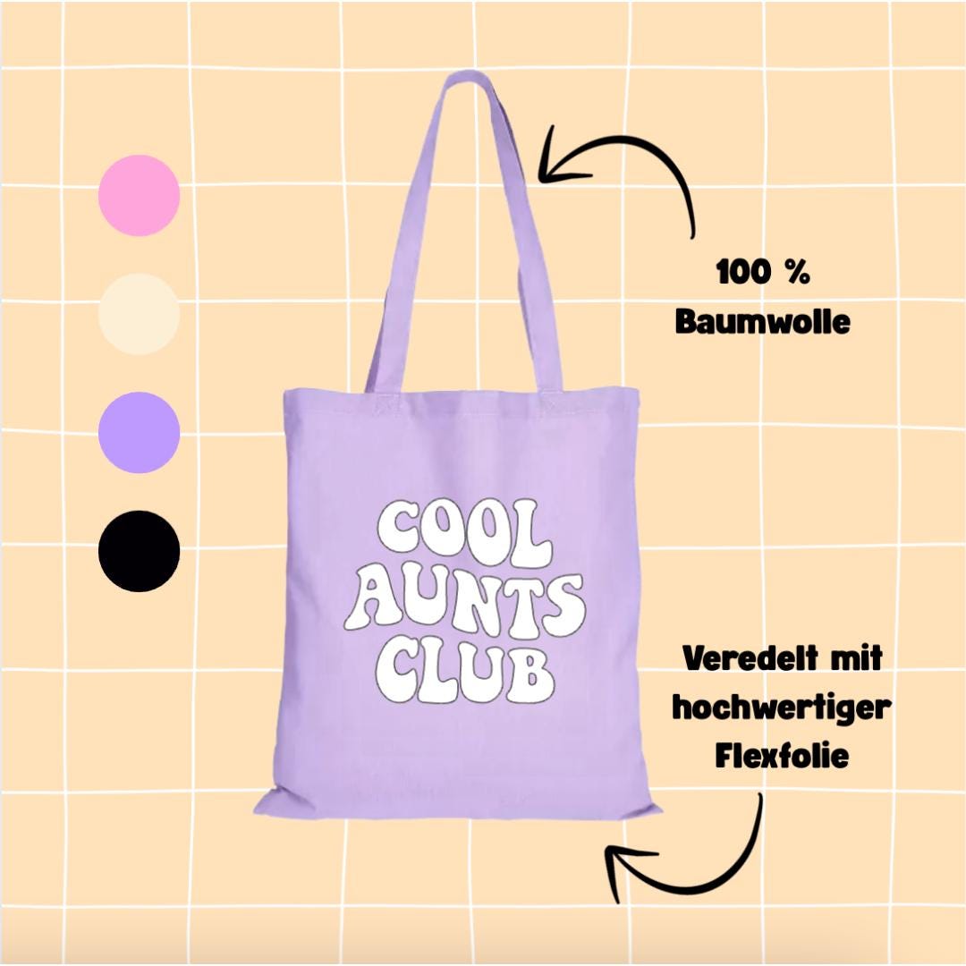 Cool Aunts Club Jutebeutel Baumwolltasche Stoffbeutel Geschenk Für Tante Einkaufstasche Nachhaltig Shopper Weihnachtsgeschenk von ohhappyclub