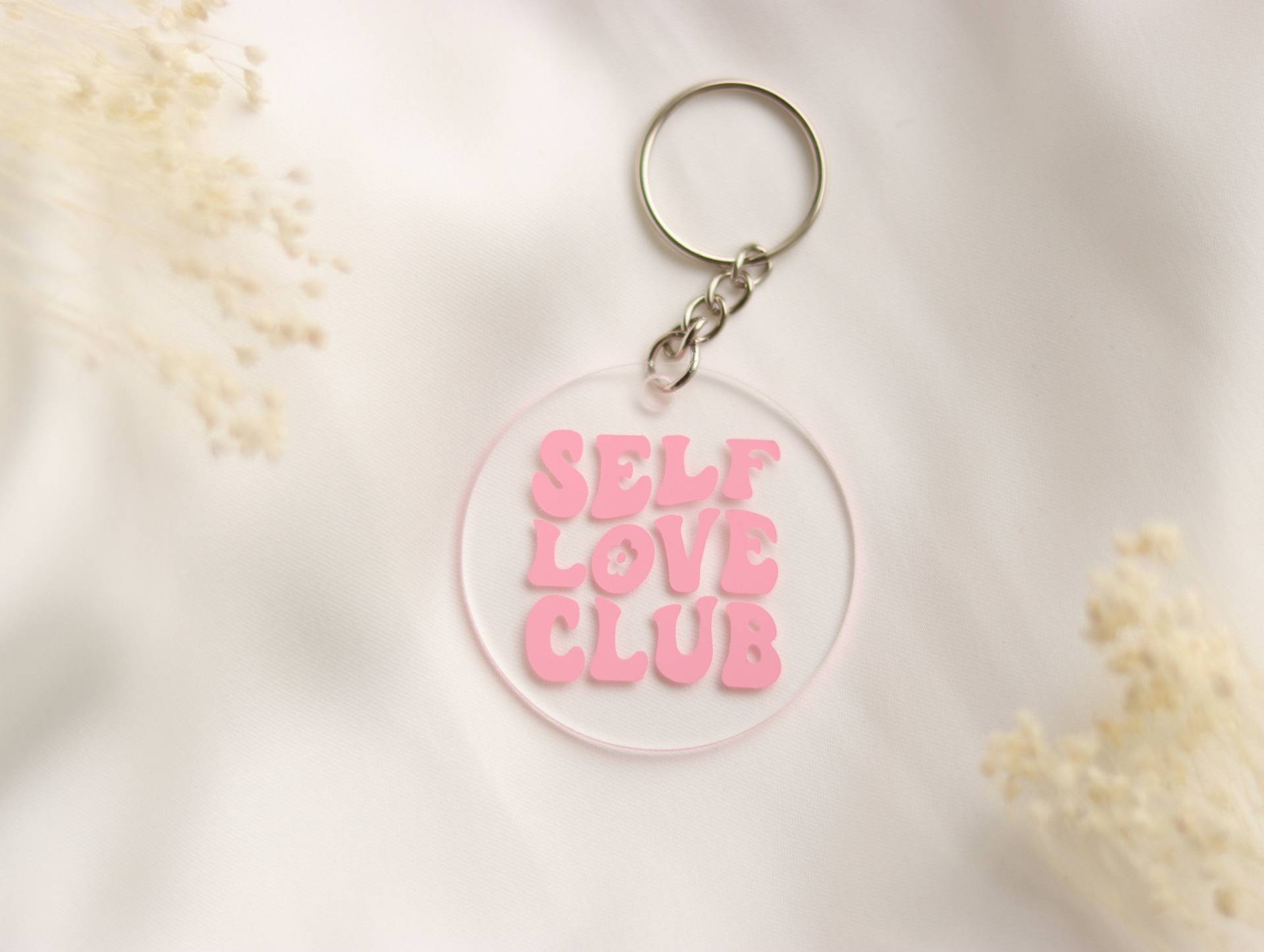 Schlüsselanhänger Self Love Club | Selbstliebe Acryl Rund Keychain Geschenk Weihnachten Weihnachtsgeschenk von ohhappyclub