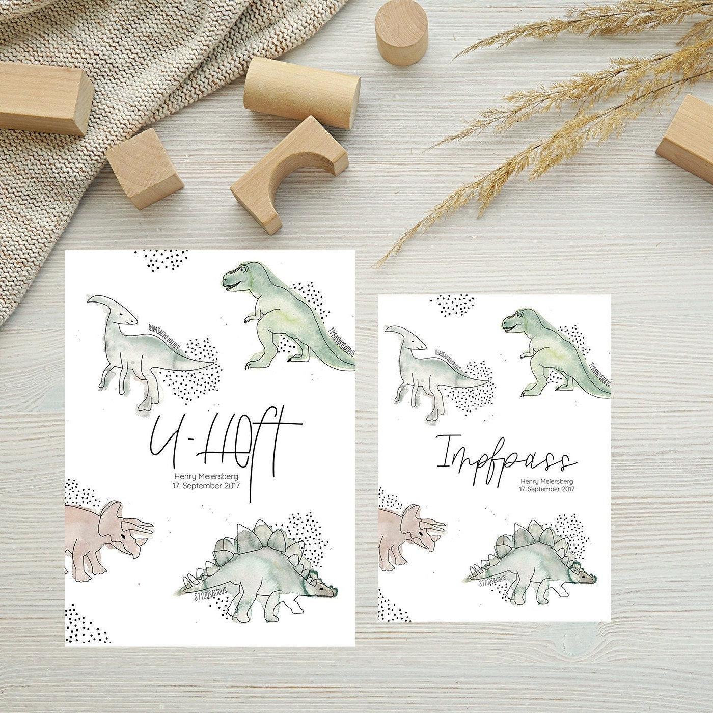 U-Heft & Impfpass Hülle Dinos Aus Weichem Pvc⎪Geschenk Zur Geburt⎪Personalisiert⎪Individuelles Geschenk Kind von ohmilavie