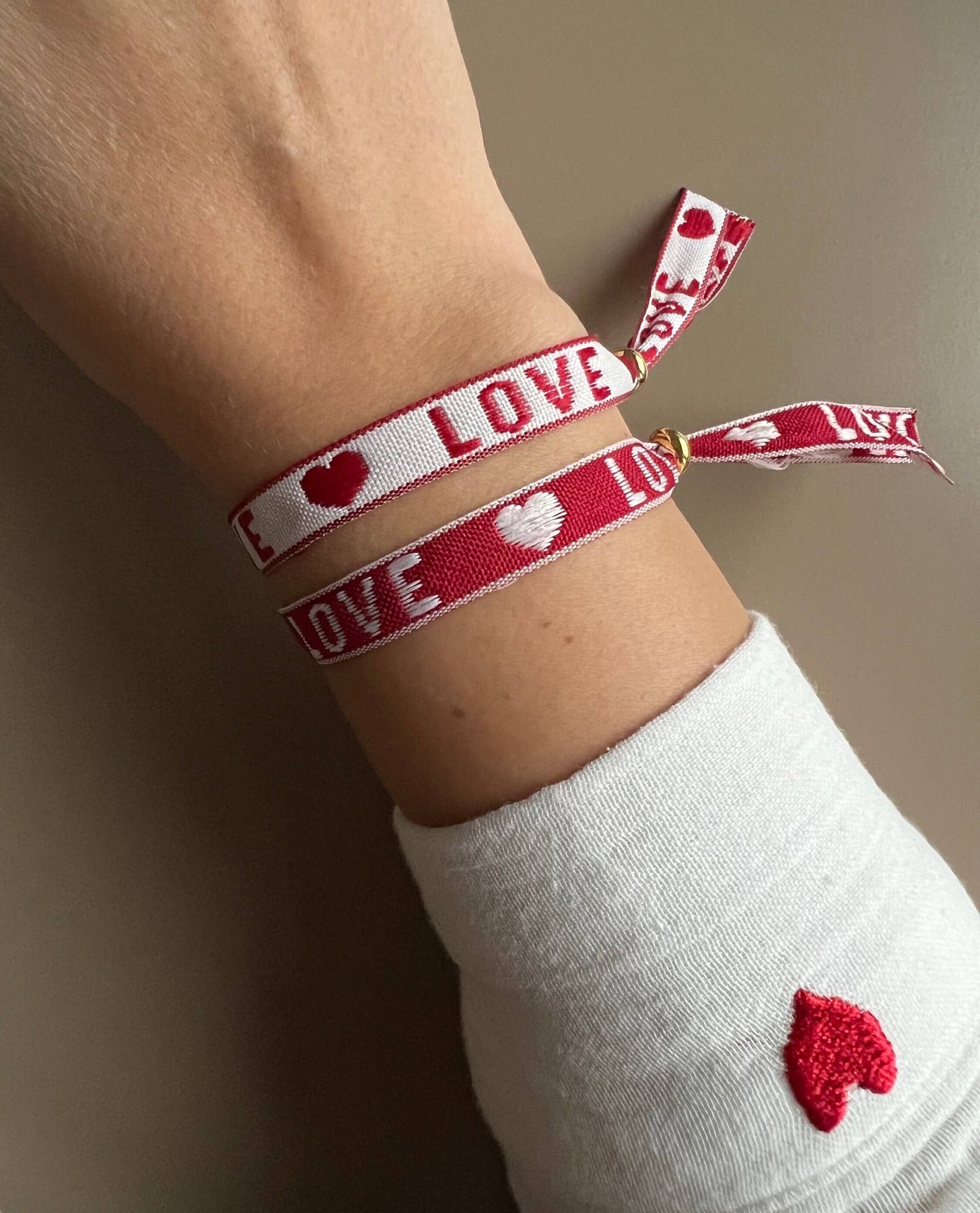 Armband | Love Valentinstag Freundschaftsarmband Geschenkidee Stoffarmband Textilarmband von ohmili