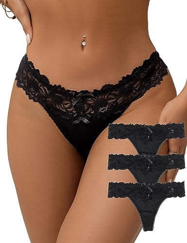 ohmydear String Tanga Damen Sexy Unterwäsche für Frauen 1/2/3er Pack Thongs Set Bequem Unterhosen Spitze Brazilian Slips Bikini Höschen von ohmydear