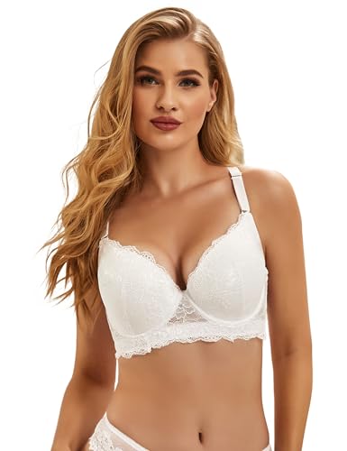 ohmydear BH Damen mit Bügel Große Größen Spitzen BH Gepolstert Klassische BHS für Damen Komfort Vollschalen Weiß 100C ohmydear BH Damen mit Bügel Große Größen Spitzen BH Gepolstert Klassische BHS für Damen Komfort Vollschalen Weiß 100C von ohmydear