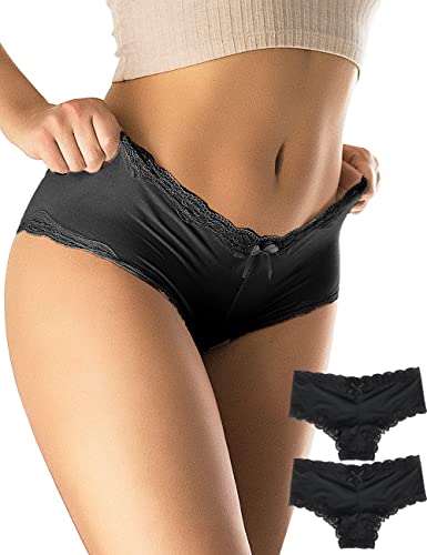 ohmydear Damen 2er Pack Pantys Hipster Höschen Unterwäsche für Frauen Mid-Rise Slips Tanga Valentine Geschenk Seamless Unterhose Underwear Set von ohmydear