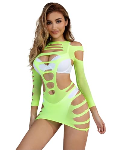 ohmydear Sexy Dessous Damen für Sex Mollig Reizwäsche Fischnetz Bodystocking Mini Kleid Langarm Babydoll Sexy Outfit für Damen Party Rave Netzkleid Erotische Kleider mit Cut Out ohmydear Sexy Dessous Damen für Sex Mollig Reizwäsche Fischnetz Bodystocking Mini Kleid Langarm Babydoll Sexy Outfit für Damen Party Rave Netzkleid Erotische Kleider mit Cut Out von ohmydear